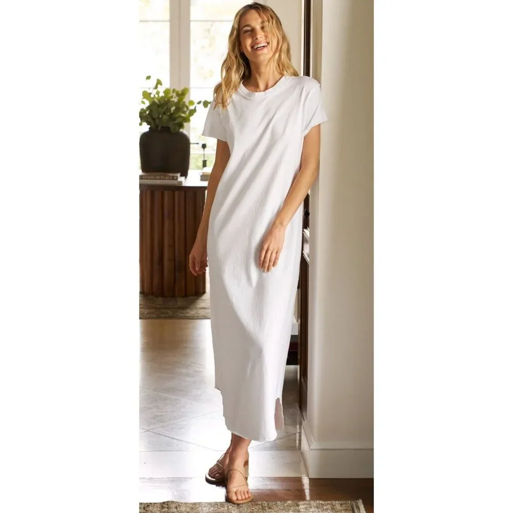Frank & Eileen Harper Perfect Tee Maxi Dress White Size Medium - Picture 1 of 6
